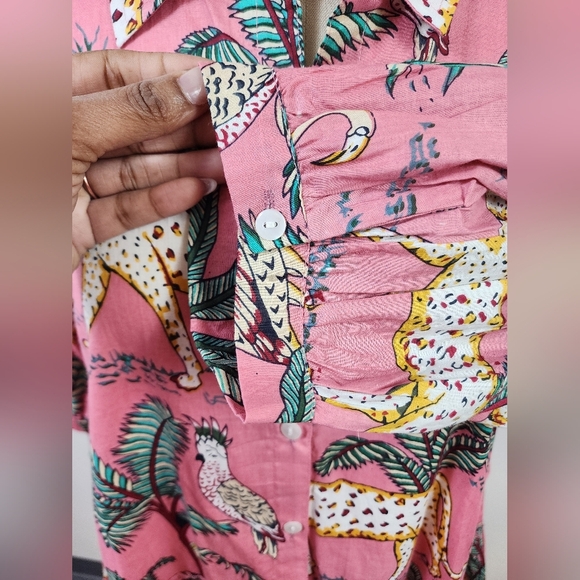 Fox & Hen Pink Animal & Leaf Print Dress Size XLarge - Picture 13 of 16